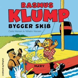 Rasmus Klump bygger skib – Carla Hansen og Vilhelm Hansen, lydbogens omslag