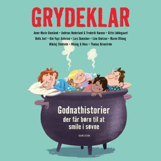 Grydeklar - Godnathistorier, der får børn til at smile i søvne – Kim Fupz Aakeson og Jacob Riising, lydbogens omslag