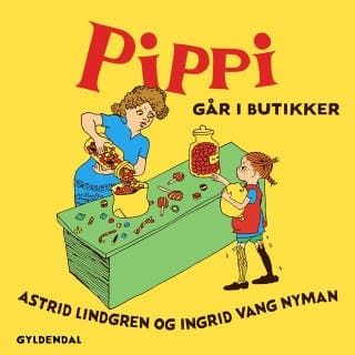 Pippi går i butikker – Astrid Lindgren og Ingrid Vang Nyman, lydbogens omslag