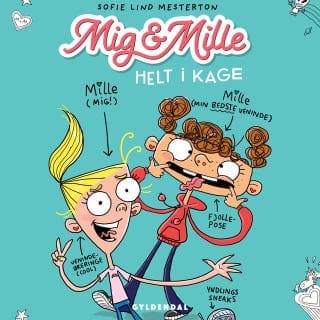 Mig & Mille - Helt i kage – Anne Sofie Hammer og Sofie Lind Mesterton, lydbogens omslag